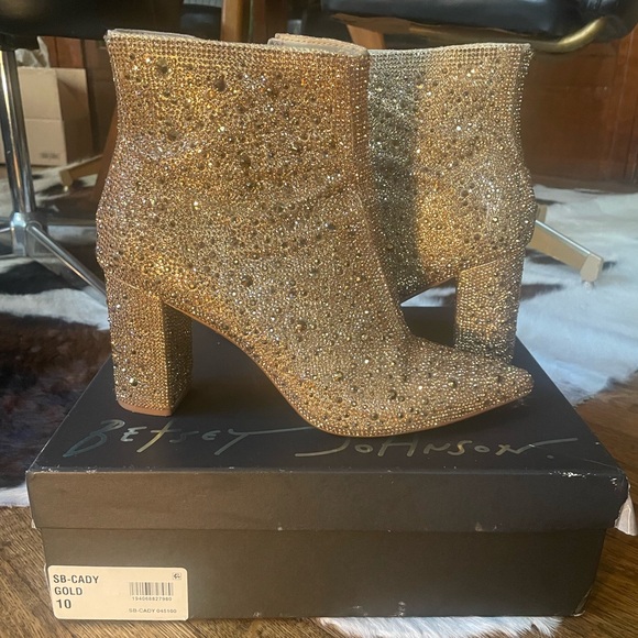 Betsey Johnson Shoes - Betsey Johnson Glittering Gold Ankle Booties